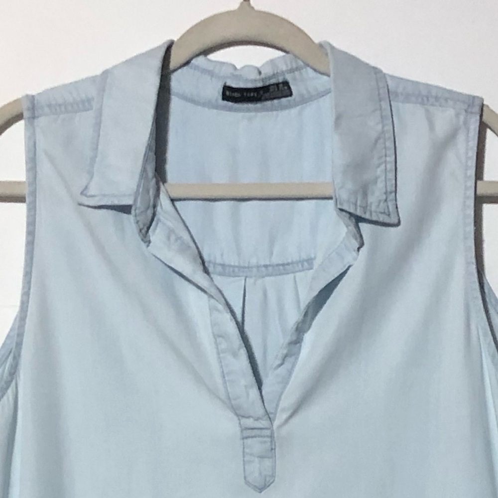 Black Tape Women’s Blue Light Wash Sleeveless V-Neck Collar Jean Dress Size 1X - Picture 3 of 10
